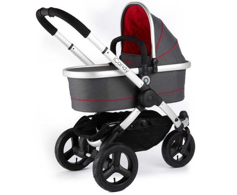 With sporty action, air-filled tyres for unbelievable terrain versatility, this is the pushchair for parents who want to show their child how to enjoy life to the maximum.

And that goes for style too; modern sleek curved combine with soft touch sports fabrics and simplistic styling, and two striking colours: Pace and Eclipse.

The iCandy Peach All-Terrain multi-functional travel system offers functionality beyond measure; from the compact one-hand folding and the quick release front wheel, to the modern easy-lift lie-flat carrycot and one-touch folding chassis.