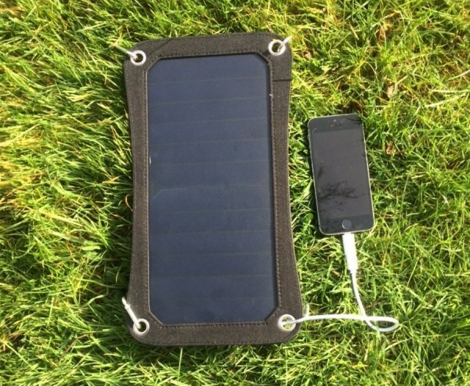 MSC 6.5w Light weight usb 6v/1A solar panel charger
A highly efficient and robust single panel superior 'Sunpower' ultra light weight solar charger. This solar phone charger is ideal for constant power whilst camping or hiking, with sealed seams and semi-flexible solar panel it is designed for outdoor leisure.

The 1A/6v DC output will charge an iPhone in a few hours. The USB solar controller will automatically protect against over or under-charge and can be used for any 5v USB charged device, including Bluetooth and Mp3 players.
