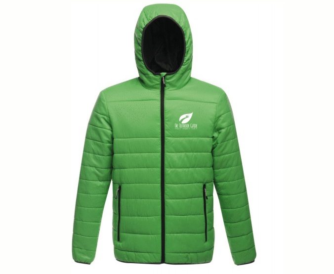 The Outdoor Guide Padded Jacket

 	Lightweight polyamide fabric with water-repellent finish
 	Printed with left breast logo