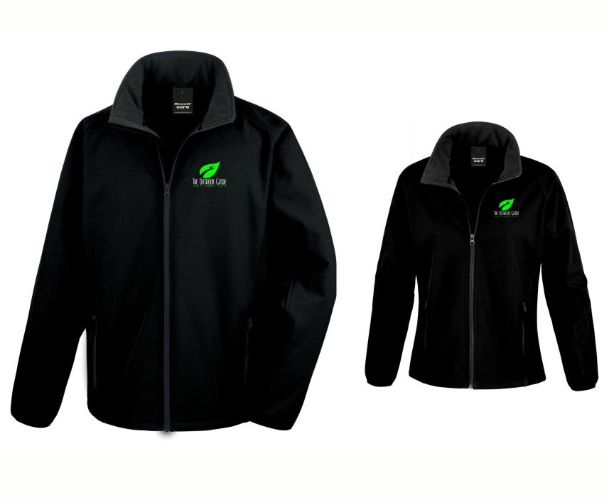 The Outdoor Guide Softshell Jacket

 	100% Polyester
 	Printed with left breast logo