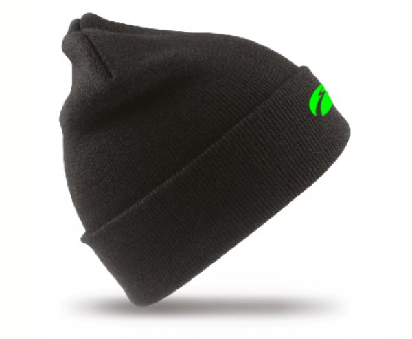 The Outdoor Guide Woolly Hat Embroidered with single leaf logo.