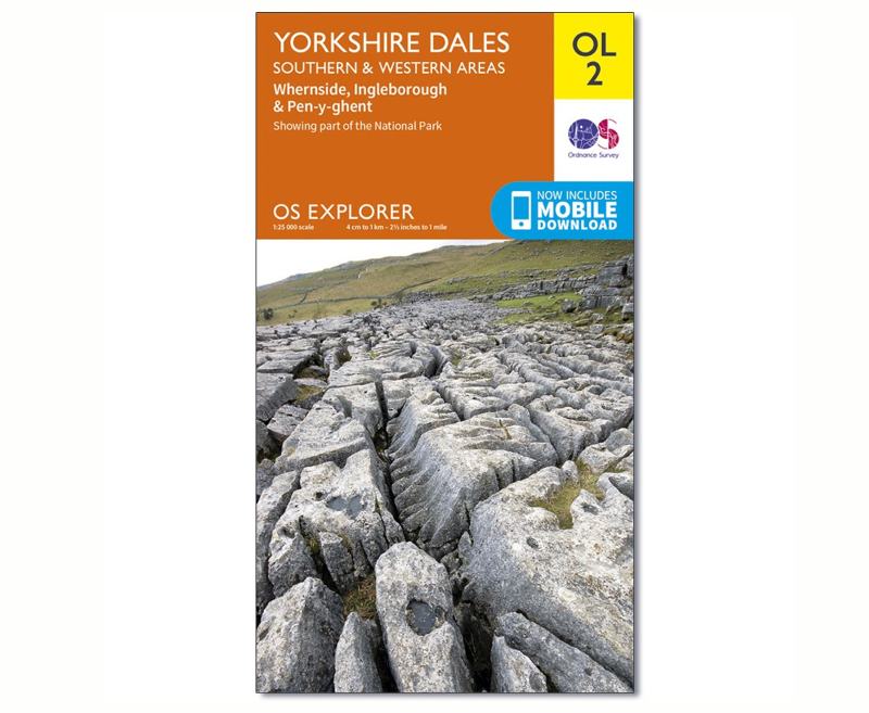 Map of Yorkshire Dales - Southern & Western Area - OS Explorer Map OL2 (Whernside, Ingleborough & Pen-y-ghent).