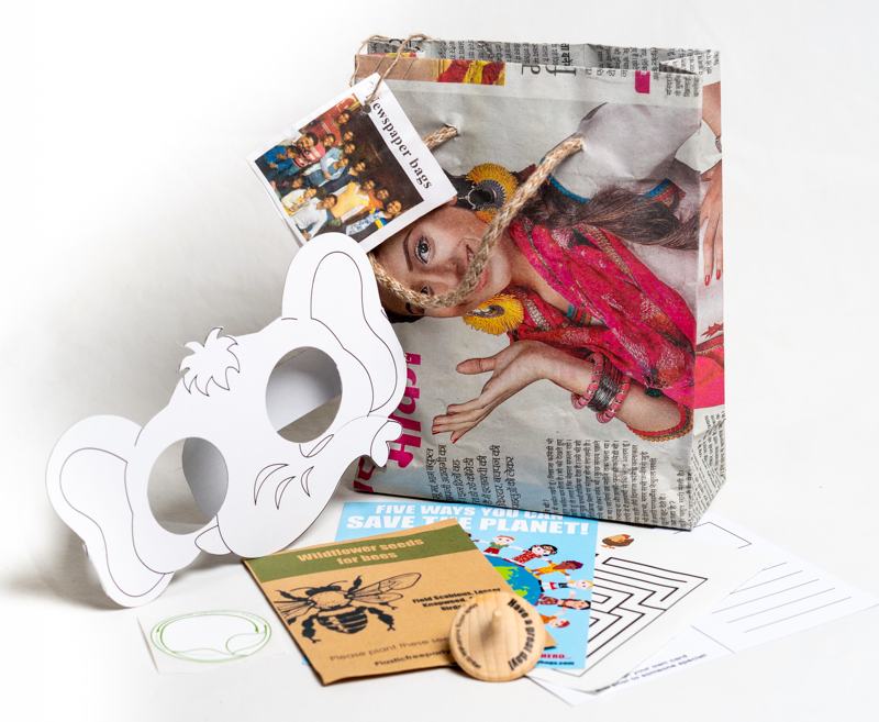 These thoughtful party bags are a simple, sweet and affordable gesture for larger groups of children. They will love to take home their unique reusable newspaper bags, their very own seeds to grow, and our FSC certified beech wood spinner to perfect their spinning techniques.
