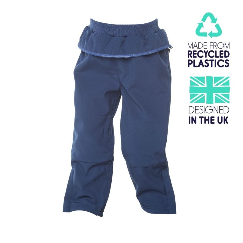 Our Kidunk fleece lined trousers feature a comfortable elasticated waist. They have a generous cut so little ones can roly-poly, run, hop, skip and jump and these trousers stay put. When the little one is ready for outdoor or messy, sandy play, then zip on the Kidunk top and you have yourself a Kidunk playsuit and little one is protected. The zip attachment sits on the outside of the trouser and is discreetly folded back so when not in use it doesn’t get in the way. The legs feature a concealed outer zip at the hem to get welly boots on with ease and an inner leg to tuck inside boots.

	Made from 100% recycled materials
	Teflon EcoELite™ PFC free coated to resist water and stains for all-day play!
	Comfy, super stretchy, breathable
	Tough outside, fleecy inside
	Fabric guarded, colour coded, chunky yank proof YKK zips
	Elasticated ankles with welly tuck detail
	Tops and bottoms can zip together or be worn independently
	Machine wash & Tumble dry
	Sizes available 1-8yrs 