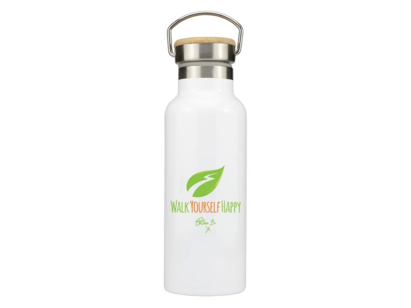 Personalised Stainless Steel Bottle with Bamboo Lid